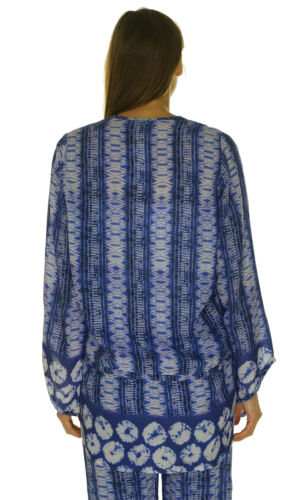 Bindya New York Women's Pullover V Neck Cover Up Shirt Blue $130