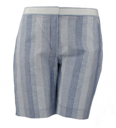 Tommy Hilfiger Women's Striped Linen Slim Leg Shorts Blue White Size 12