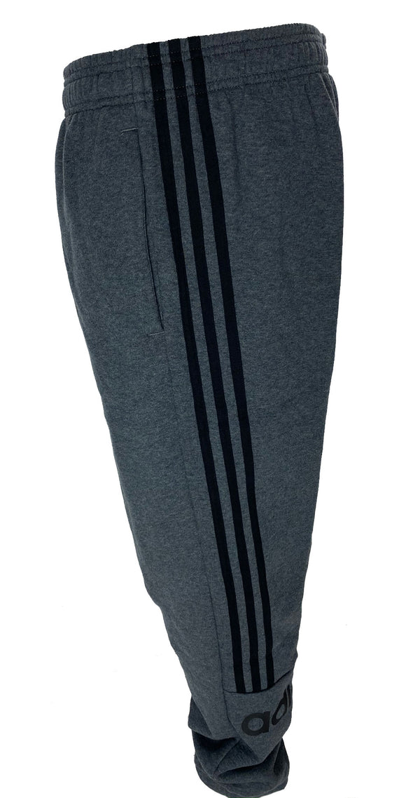 Adidas Mens Elastic Waist Three Stripe Jogger Sweatpants Dark Gray Black Size XL