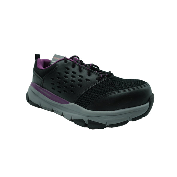 Skechers Women's Soven Corrick Alloy Toe Work Shoes Black Purple Size 8 Wide