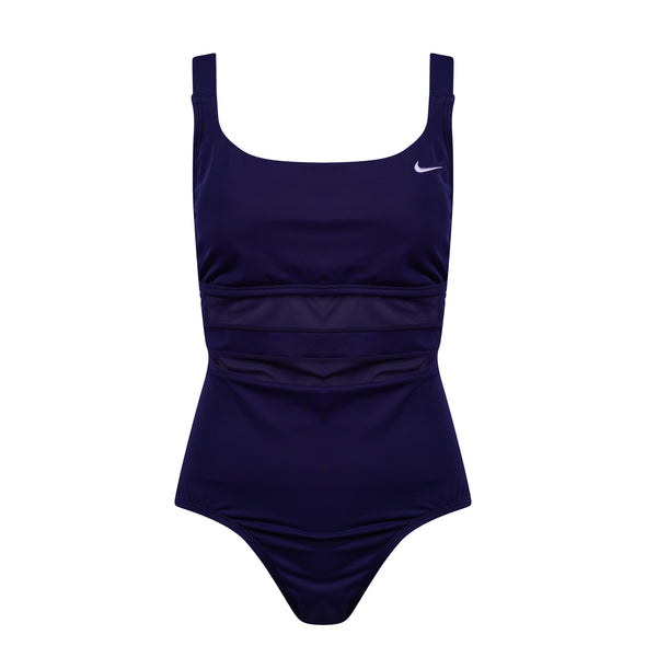 Nike Women's One Piece Mesh Swimsuit Navy Blue Size Large