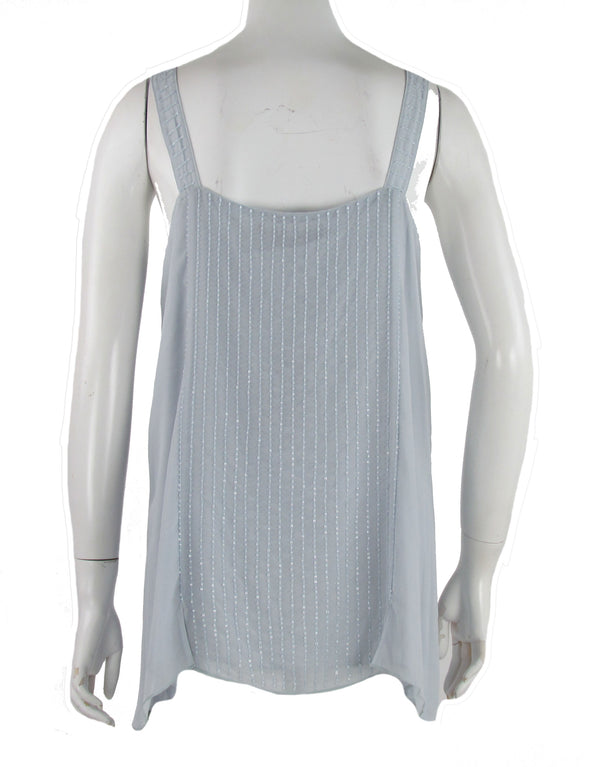 Robert Rodriguez Women's Sleeveless Front Slit Beaded Shirt Gray Size Medium