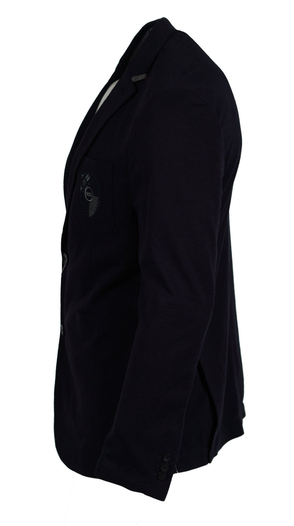 Ryan Seacrest Men's Slim Fit Crested Knit Blazer Navy Blue Size Large