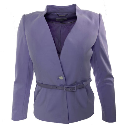 Calvin Klein Women's Petite Belted Collarless Blazer Light Purple Size 12P