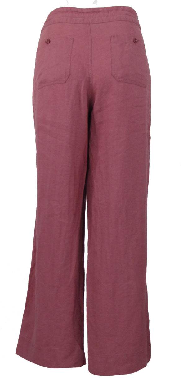Lauren Ralph Lauren Women's Jovonie Linen Wide Leg Pants Dry Berry Pink Size 14