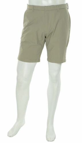 Calvin Klein Mens Stretch 9" Tech Casual Slim Fit Flat Front Shorts Fennel Beige
