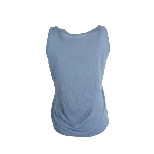 Lauren Ralph Lauren Women's Silk Raw Hem Sleeveless Tank Blue Size XL