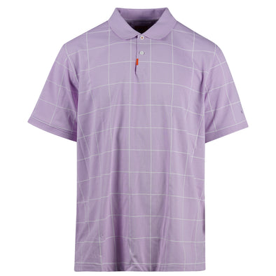 Nike Men's Short Sleeve Collared Dri Fit Checkered Polo Purple White