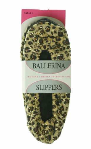Design Studio by GMI Women's Slip On Ballerina Slippers Glitter Leopard