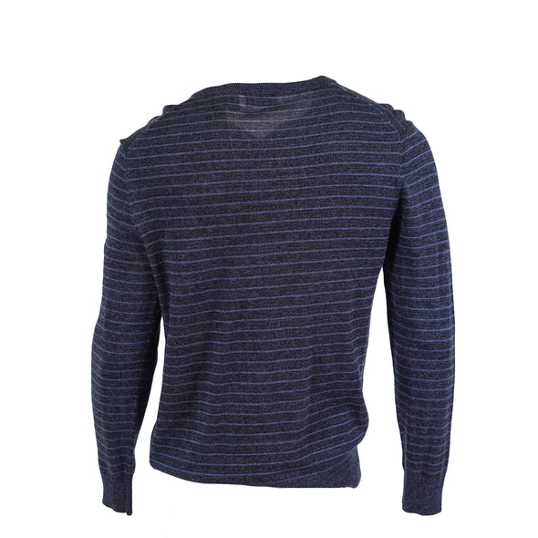 DKNY Men's Long Sleeve Stripe Marl V Neck Sweater Blue Size Large