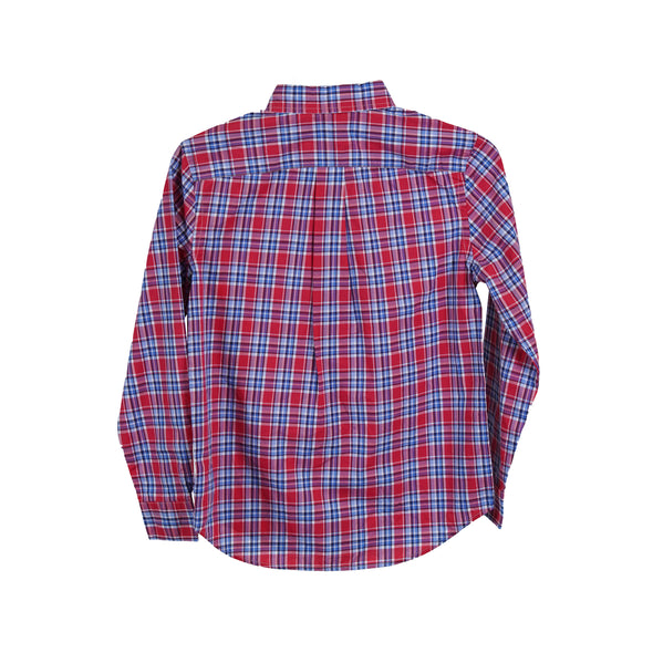 Ralph Lauren Boy's Long Sleeve Plaid Button Front Shirt Red Size Medium