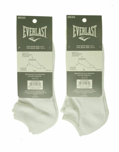 Everlast Men's 6 Pair Pack 1/2 Cushion No Show Socks White