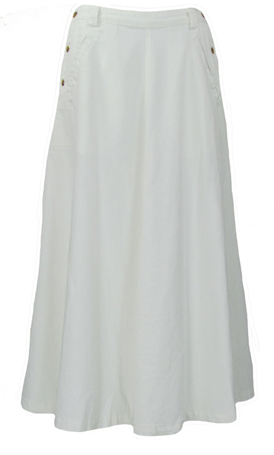 Free People Women's In The Groove Denim Maxi Skirt White Size 4