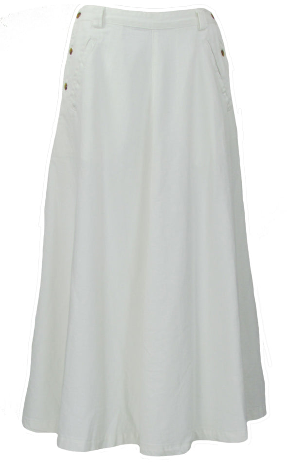 Free People Women's In The Groove Denim Maxi Skirt White Size 4
