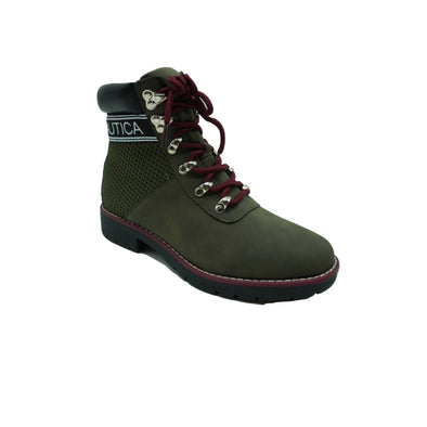 Nautica Women's Padded Collar Hiking Ankle Boots Olive Green Black Size 6