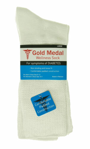 Gold Medal Unisex Wellness Diabetes Circulatory Mid Calf Socks White