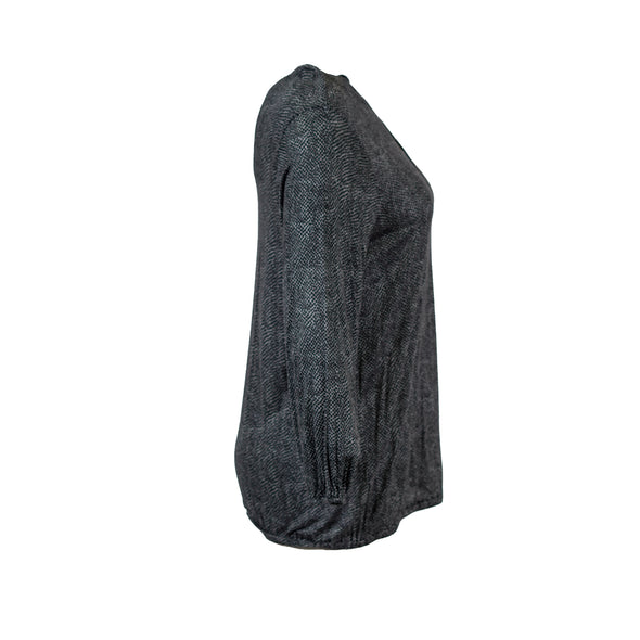 Michael Kors Women's Long Sleeve Keyhole Printed Blouse Gray Size XL