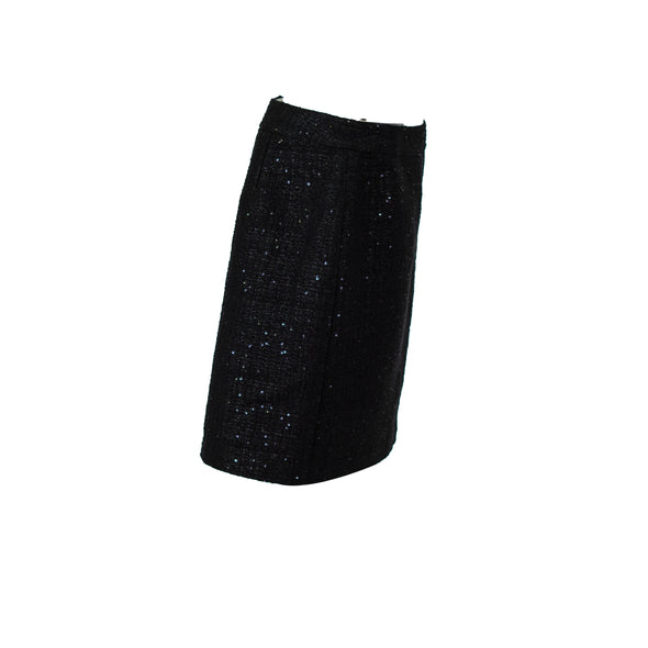 Anne Klein Women's Sequin Tweed Straight Skirt Black Size 8