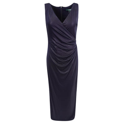 Lauren Ralph Lauren Women's Noria Formal Sleeveless Evening Gown Navy Blue Size 14