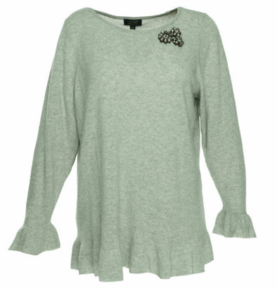 Charter Club Women's Plus Size Cashmere Embellished Peplum Sweater Gray Size 3X