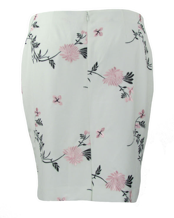 Kasper Women's Petites Embroidered Back Slit Pencil Skirt Pink Multi Size 14P