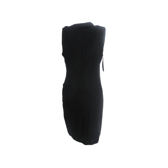 Lauren Ralph Lauren Women's Ruffled Crepe Sheath Sleeveless Dress Black Size 14