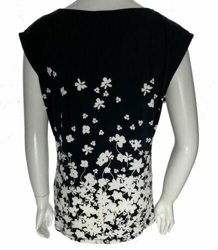 Calvin Klein Women's Sleeveless Floral Print Jersey Top Black Multi Size Large