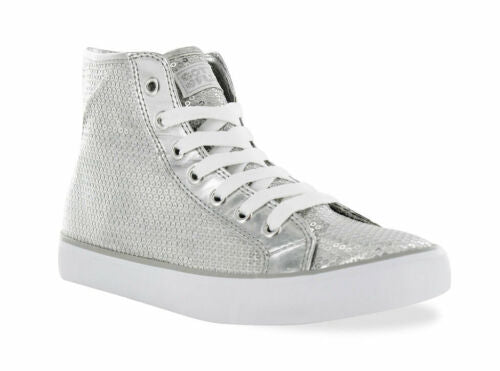 Gotta Flurt Girl's Disco II High Top Sequin Fashion Sneakers Silver Size 1