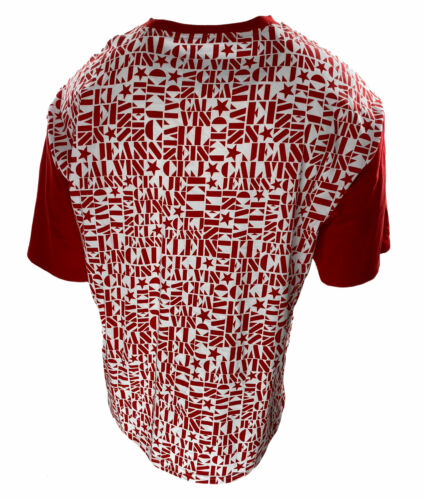 Calvin Klein Men's Short Sleeve Star Print Logo T Shirt Red White Size Large