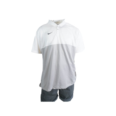 Nike Men's Dri Fit Short Sleeve Color Block Polo White Gray Size XXL