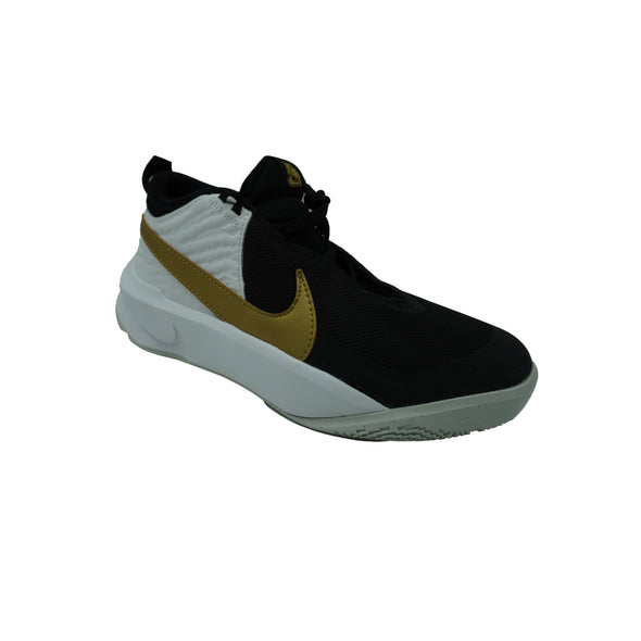 Nike Boy's Team Hustle D 10 Basketball Athletic Shoes Black White Gold Size 6