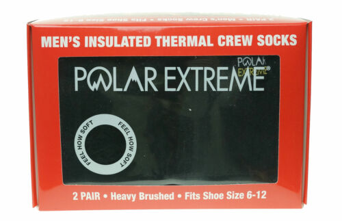Polar Extreme Men's 2 Pair Thermal insulated Fleece Crew Socks Black