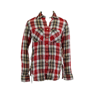 Denim & Supply Ralph Lauren Plaid Boyfriend Button Front Shirt Red Multi