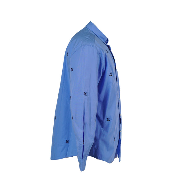 Tommy Hilfiger Men's Johnson Crest Critter Button Front Shirt Blue Size XL