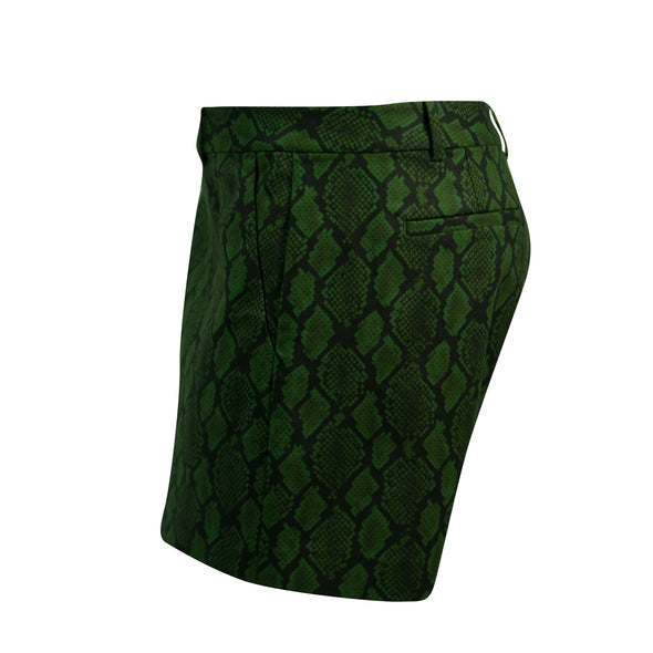Michael Kors Women's Snake Print Flat Front Dress Shorts Green Black Size 14