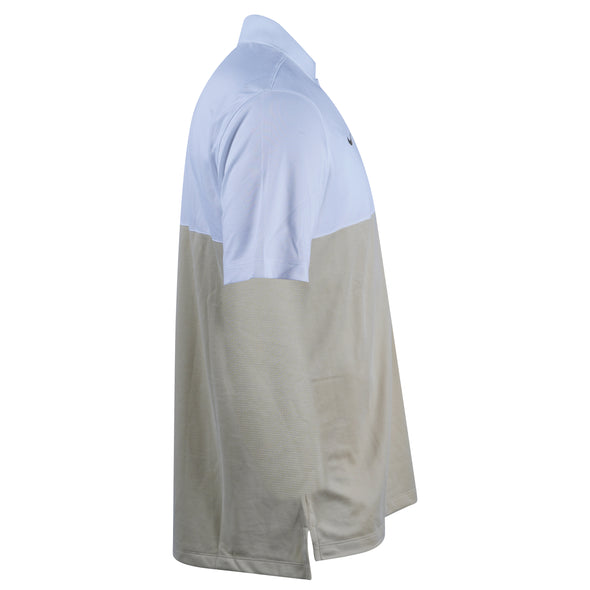 Nike Mens Dri-Fit L white/tan collared short sleeve shirt