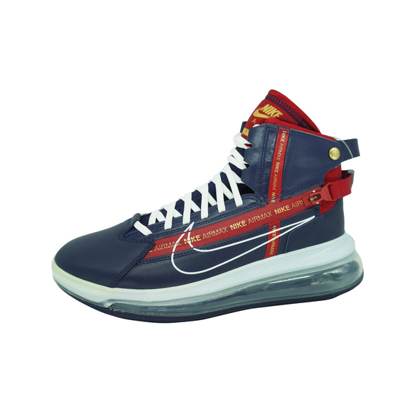 Nike Men's Air Max 720 Satrn High Top Basketball Shoes Navy Blue Red Size 9.5