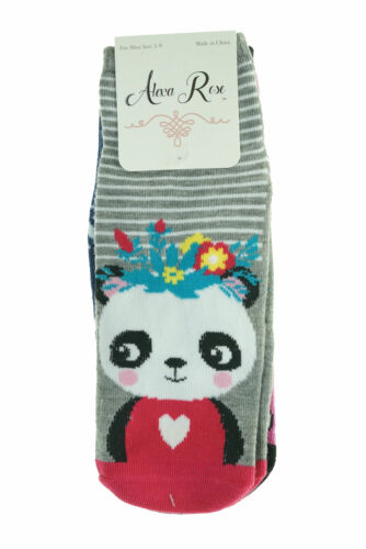 Alexa Rose Women's 3 Pack No Show Animal Gripper Socks Panda Cat Unicorn