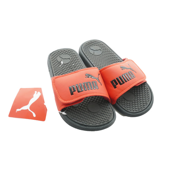 Puma Little Kid's Adjustable Athletic Slides Red Black Size 1C