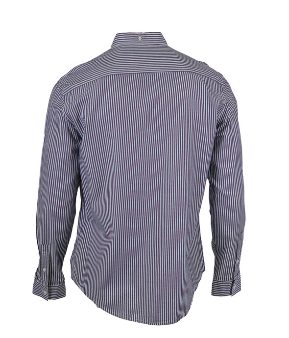 DKNY Men's Button Front Striped Long Sleeve Shirt Blue White Medium