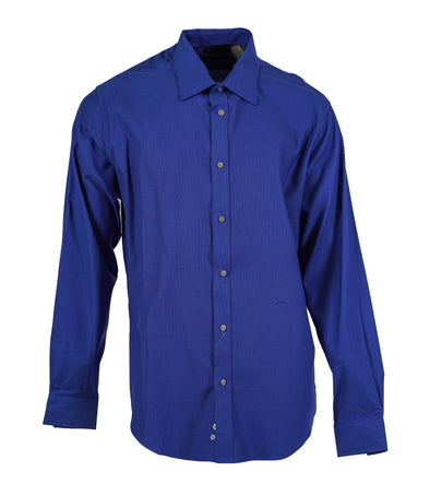 Sean John Men's Tailored Fit Button Front Long Sleeve Shirt Blue 17.5 36/37