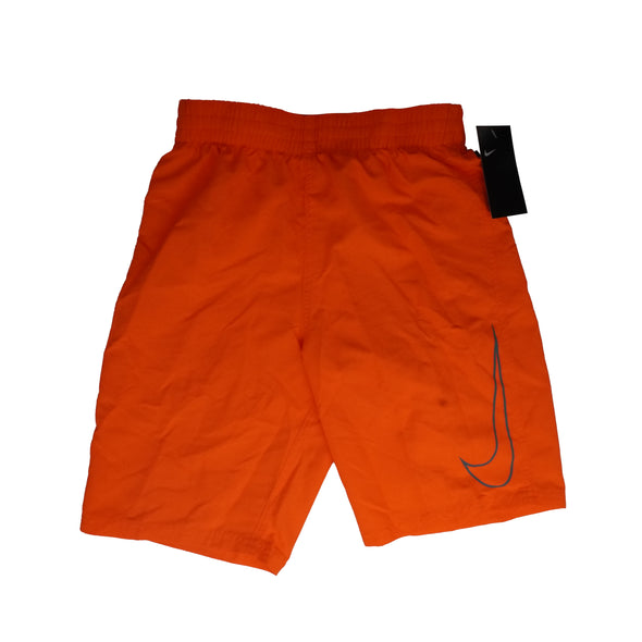 Nike Boy's Big Swoosh Volley Shorts Swim Trunks Total Orange Blue Size Large