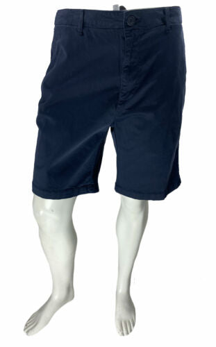 DKNY Men's Sateen Stretch Flat Front Casual Shorts Navy Size 36